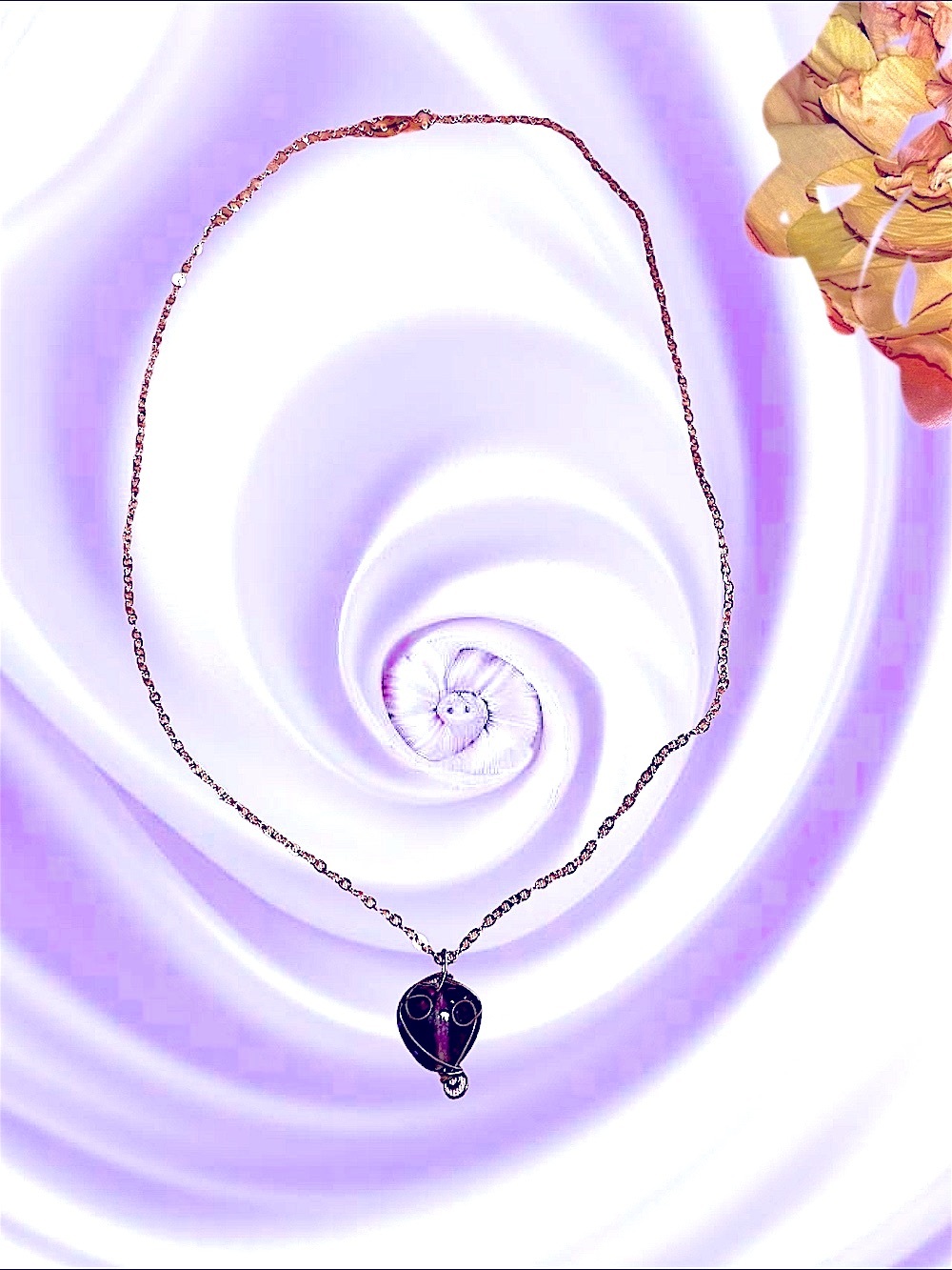 Vintage Rose Gold Chain with Purple Pendant